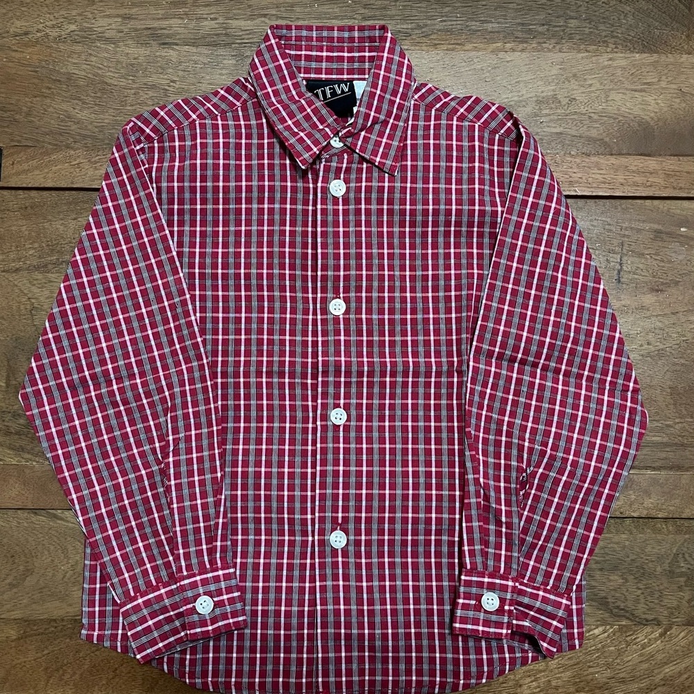 TFW Kids Red Plaid Button Down Shirt